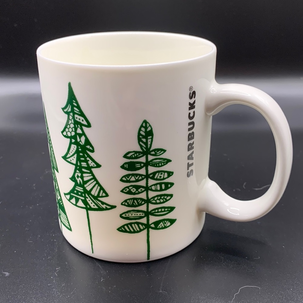 Starbucks 2015 Holiday Mug Green Trees 12 oz